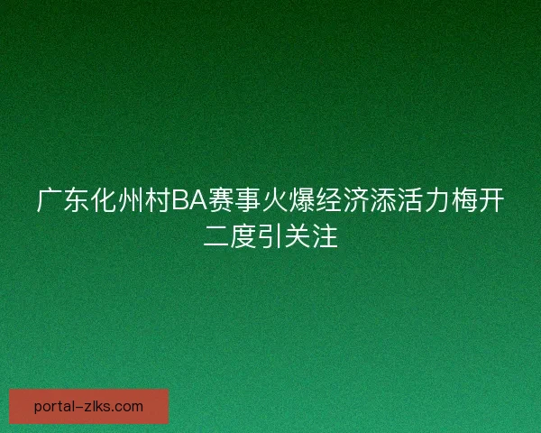 广东化州村BA赛事火爆经济添活力梅开二度引关注